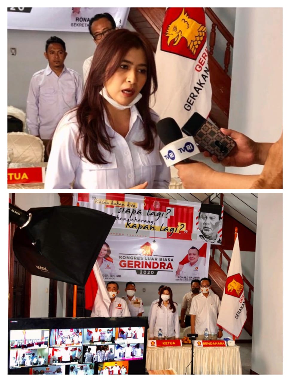 Prabowo Terpilih Lagi, Gerindra Manado Ikuti KLB Secara Virtual